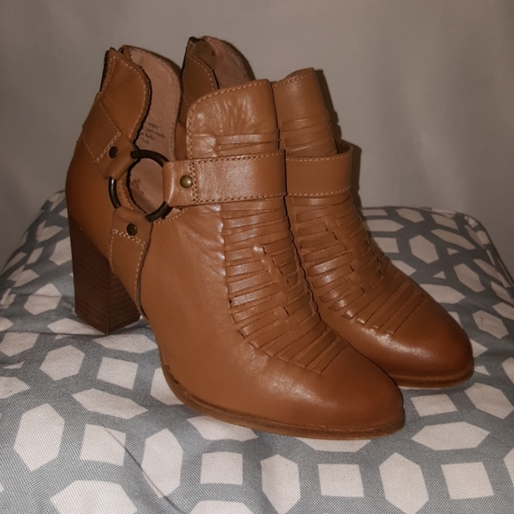 camel leather booties